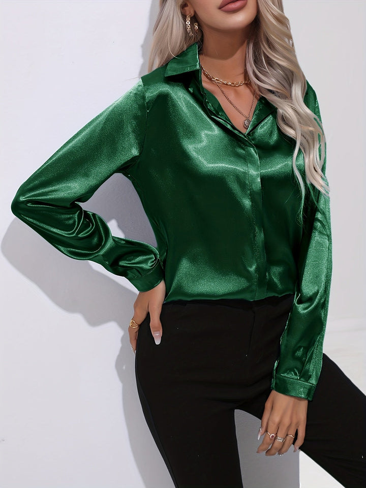 Gabriella | Chic Satin Long Sleeve Blouse
