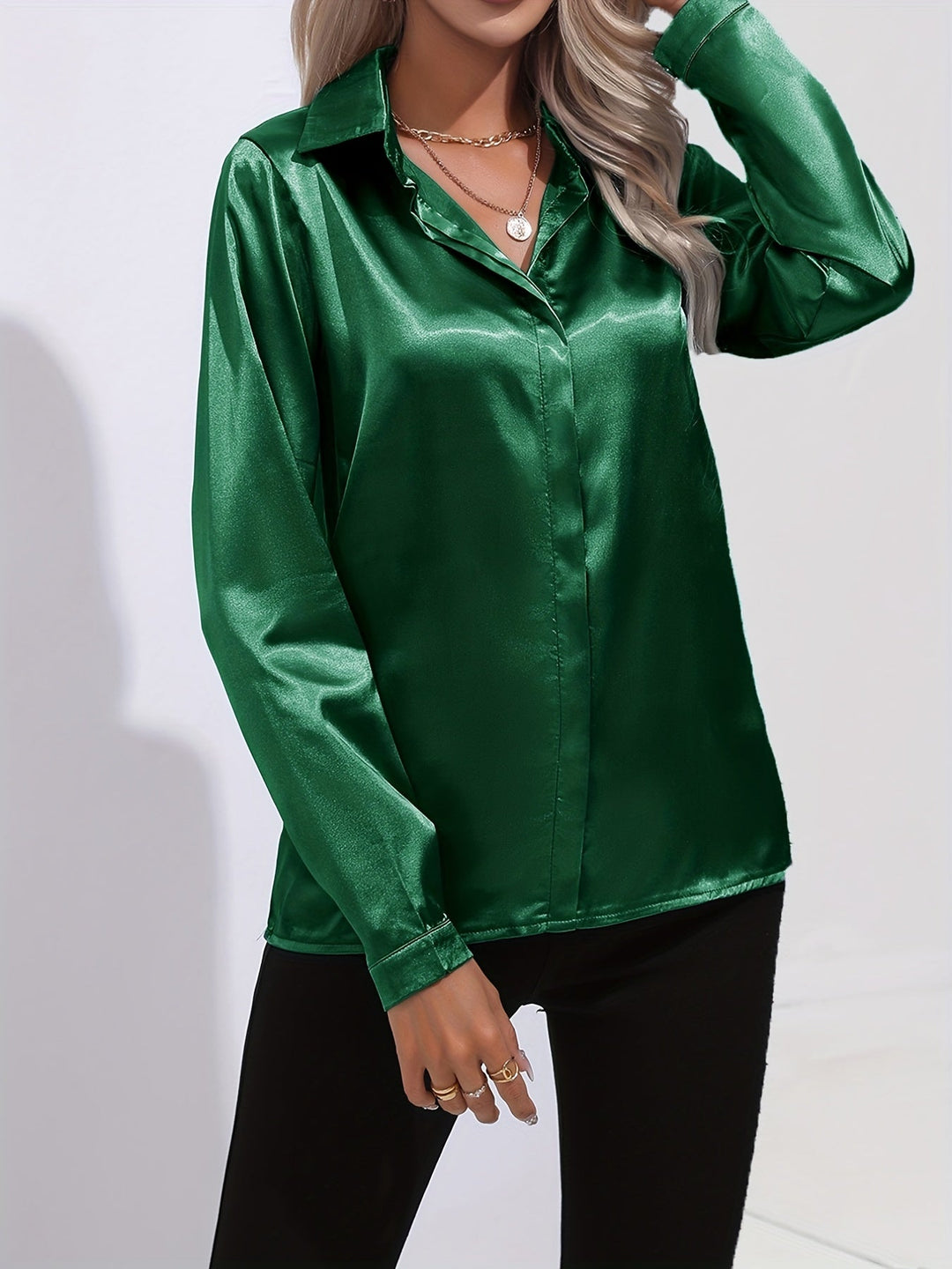 Gabriella | Chic Satin Long Sleeve Blouse