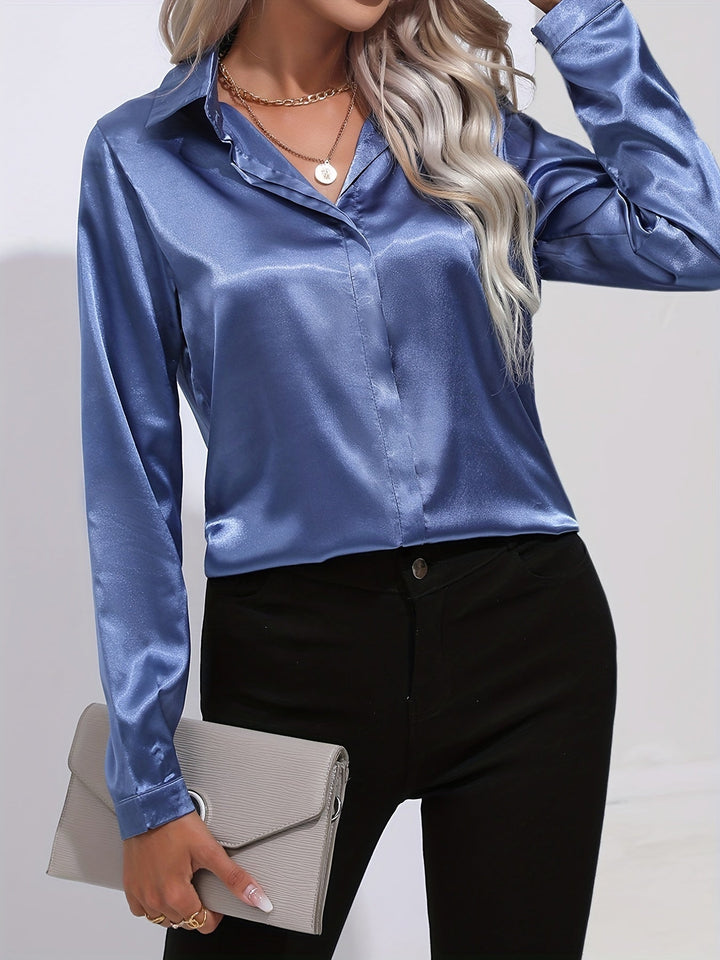 Gabriella | Chic Satin Long Sleeve Blouse