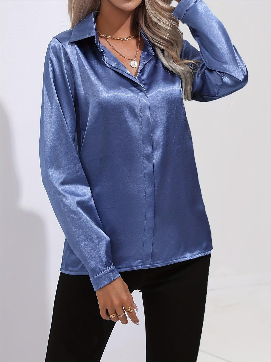 Gabriella | Chic Satin Long Sleeve Blouse