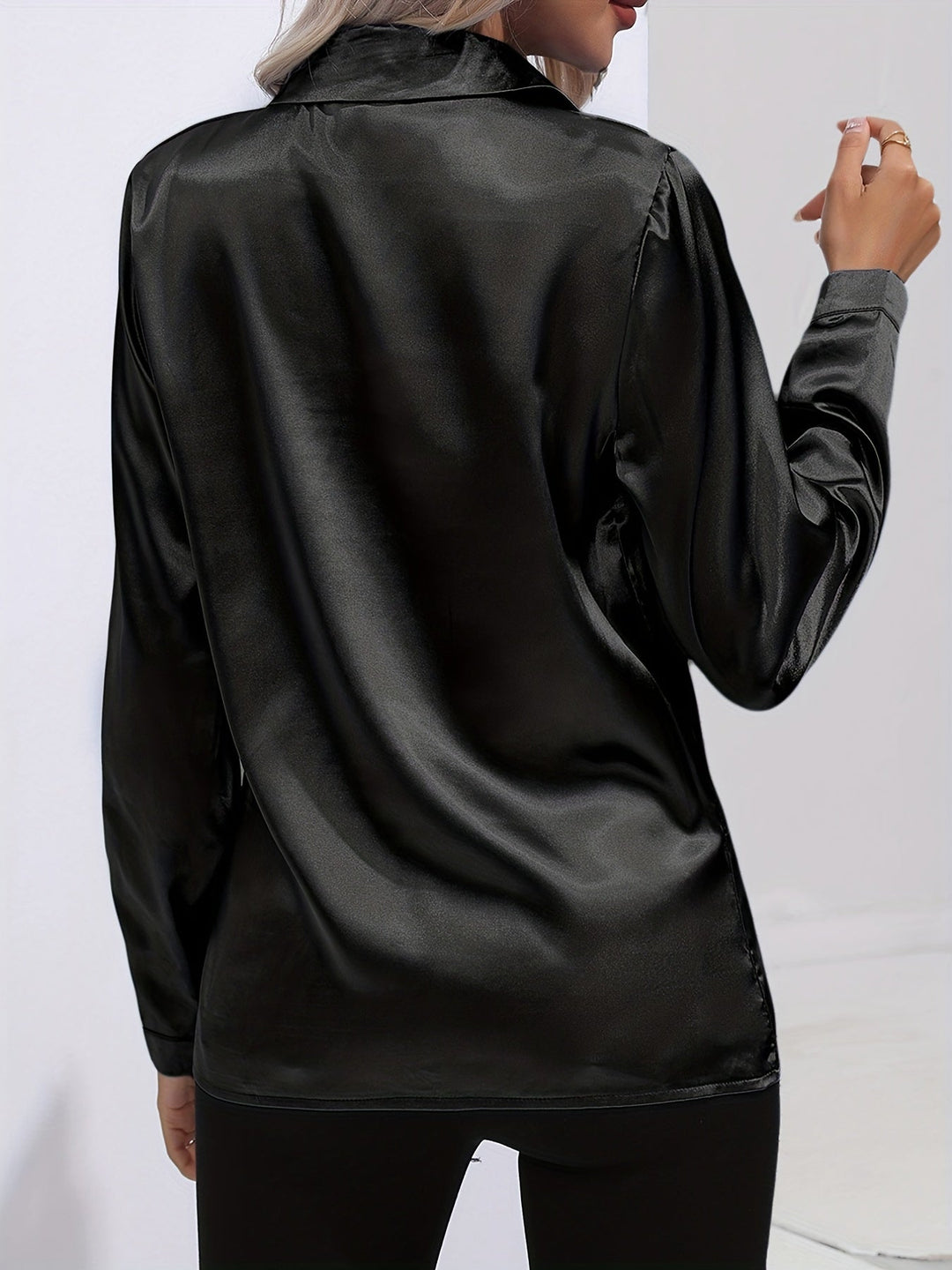 Gabriella | Chic Satin Long Sleeve Blouse