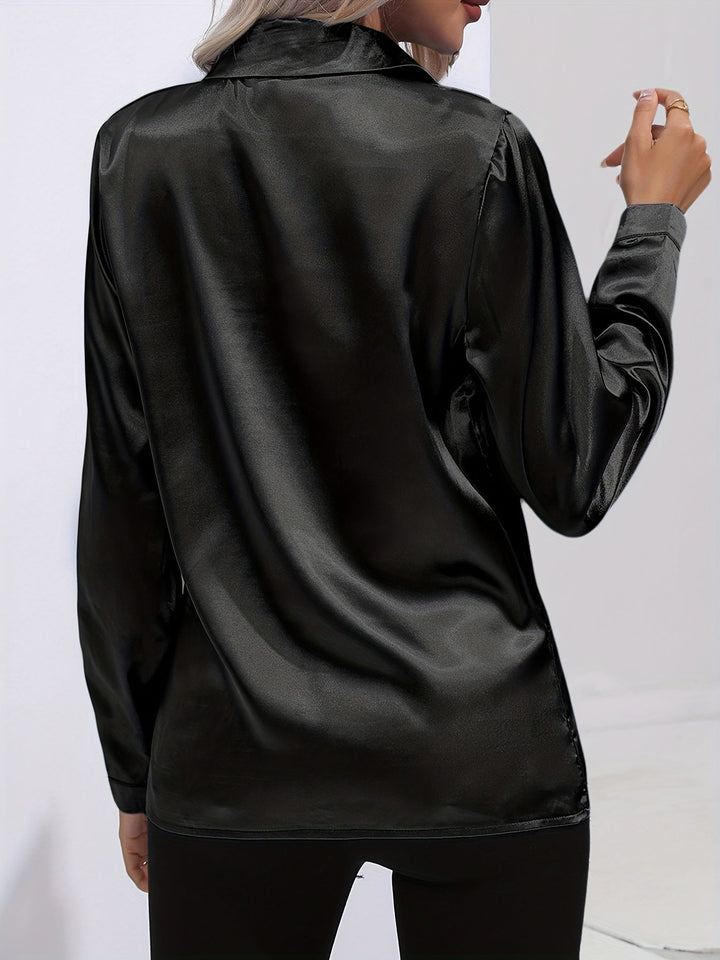 Gabriella | Chic Satin Long Sleeve Blouse