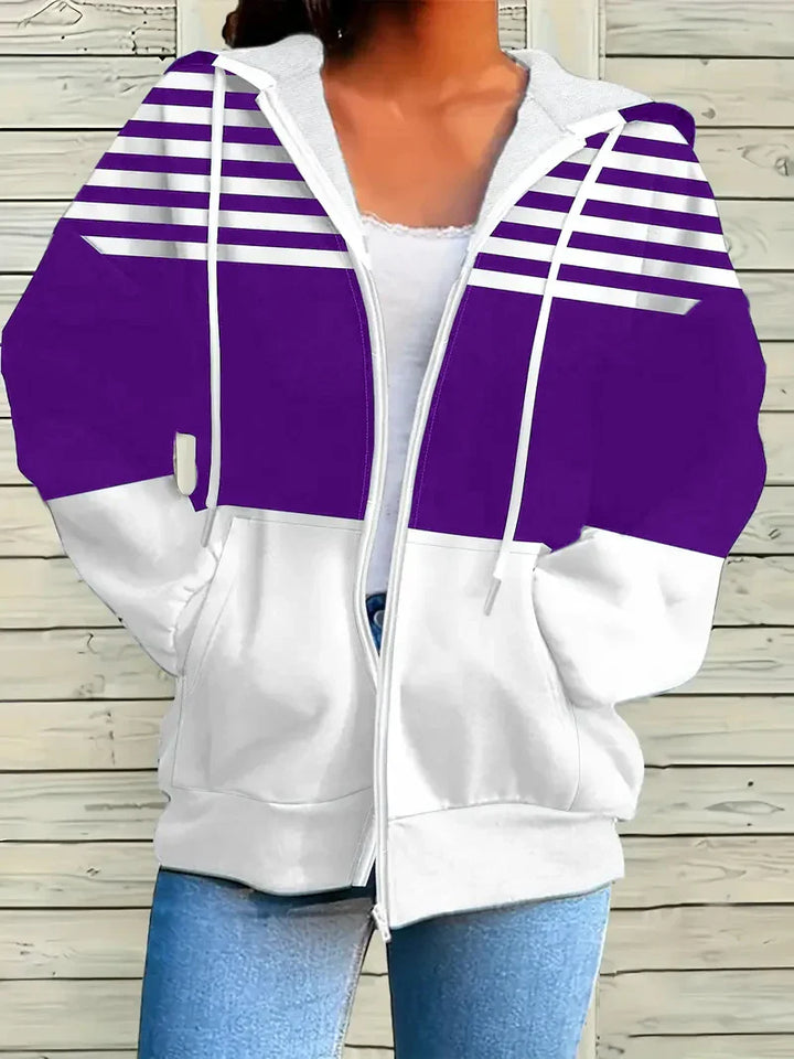 Grace | Women's Striped Winter Hoodie Sweatshirt