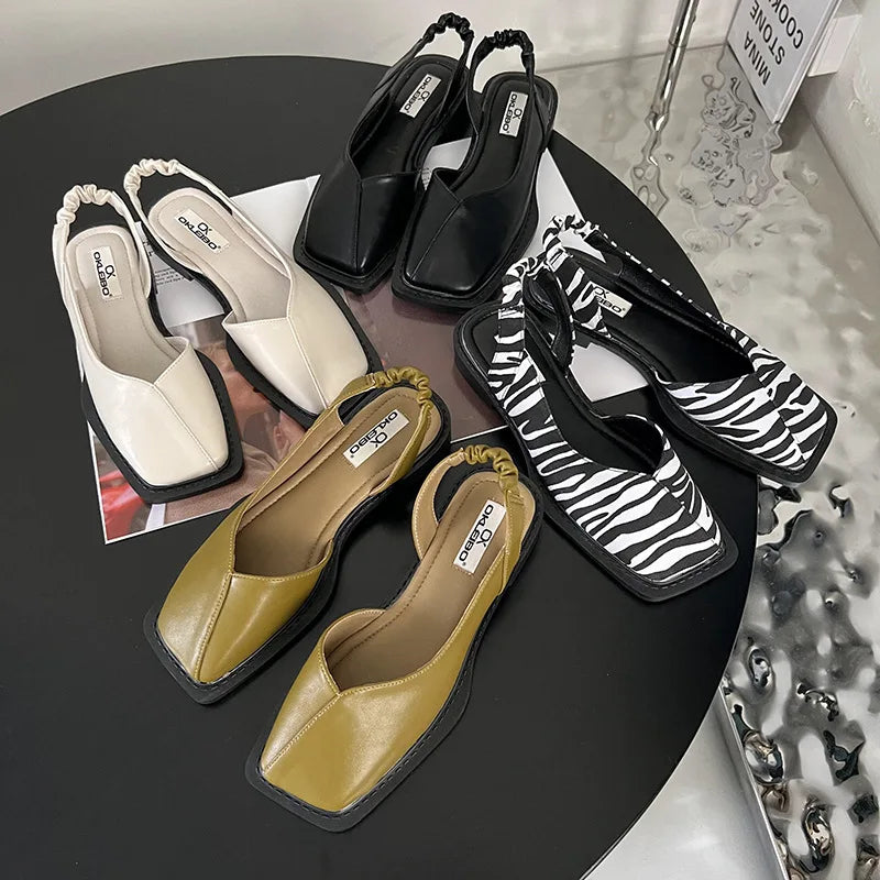 Lea | Chic Square-Toe Slingback Sandals