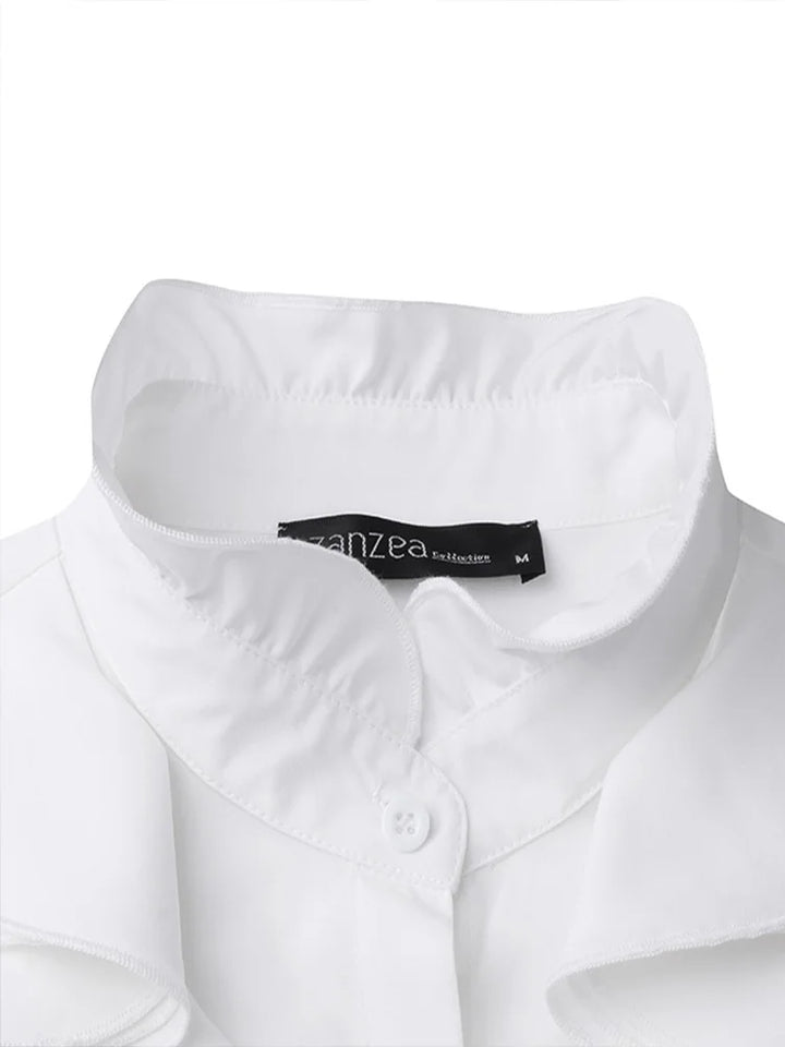 Women's Asymmetrical Blouse with Button Closure