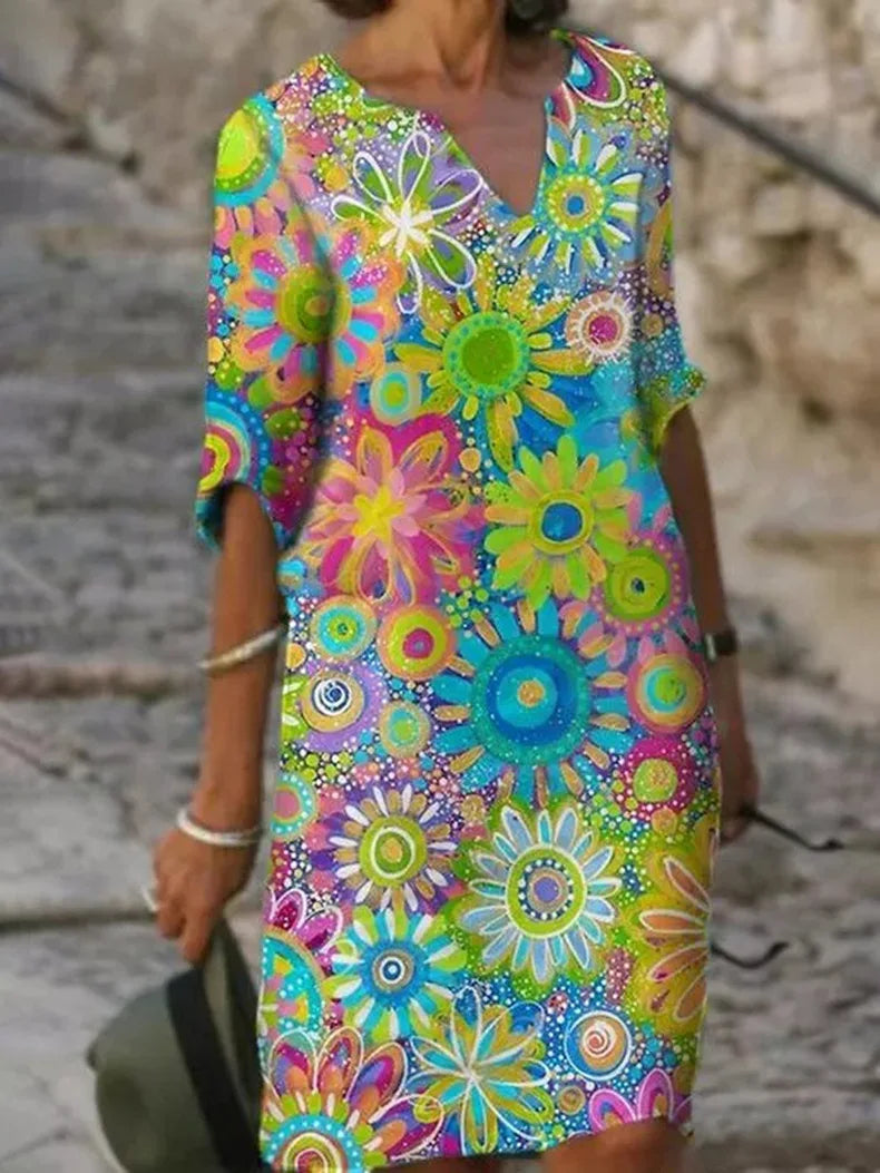 Floral V-Neck Dress for Women