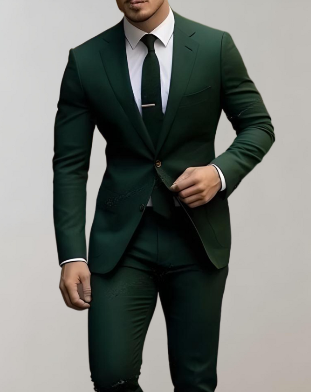 2-Piece Set of Men’s Suit with Single Collar and Formal Trousers
