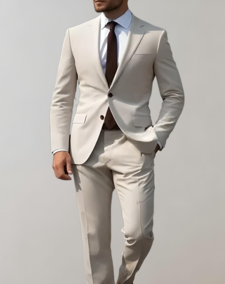 2-Piece Set of Men’s Suit with Single Collar and Formal Trousers