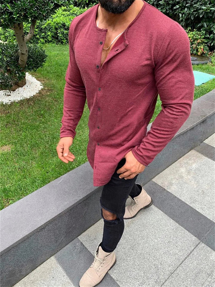 Oliver - Long-Sleeve Buttoned T-Shirt for Men