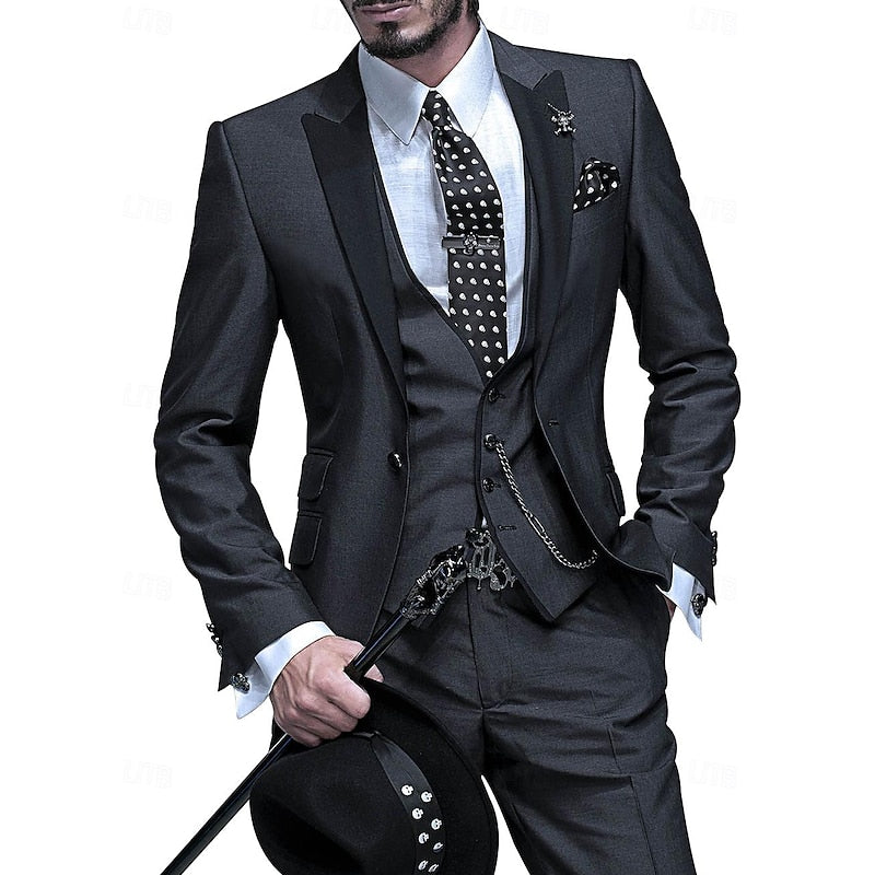 Three-Piece Linen Set for Men: Business Blazer, Vest and Trousers