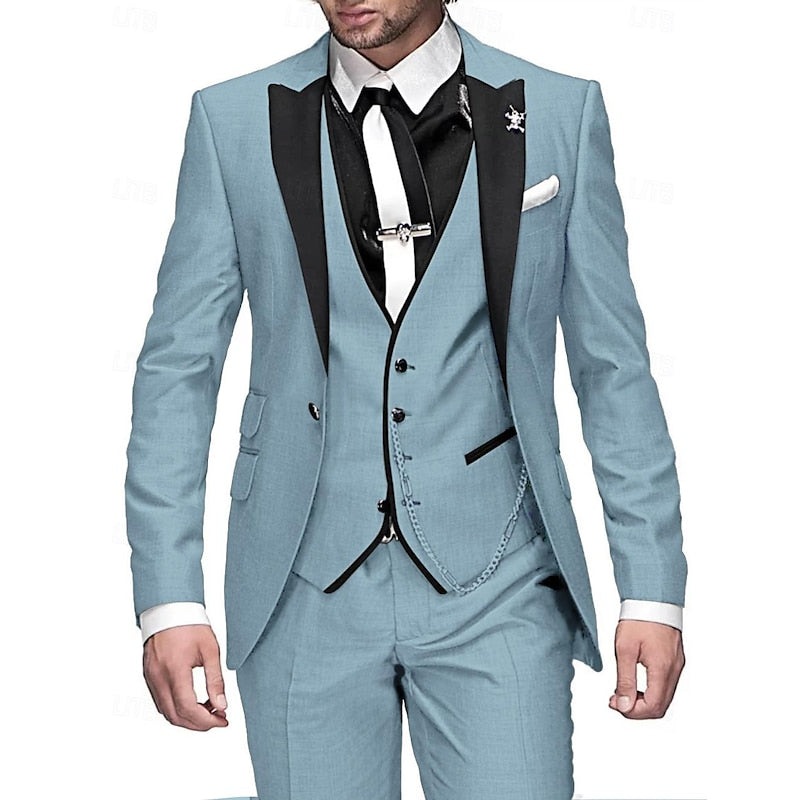 Three-Piece Linen Set for Men: Business Blazer, Vest and Trousers