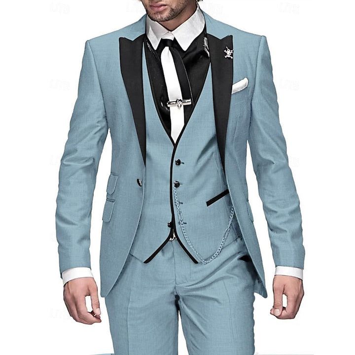 Three-Piece Linen Set for Men: Business Blazer, Vest and Trousers