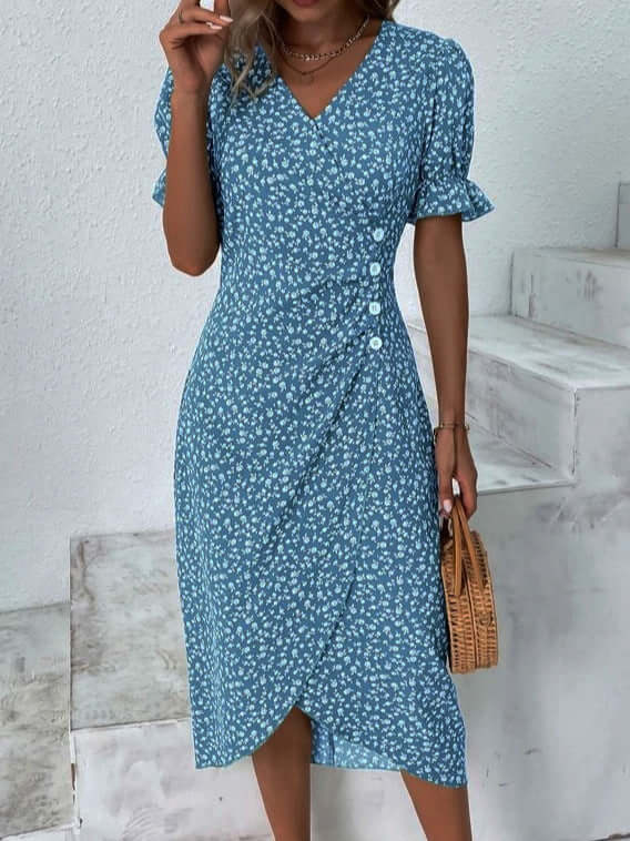 Women's Summer Dress with Melange Pattern