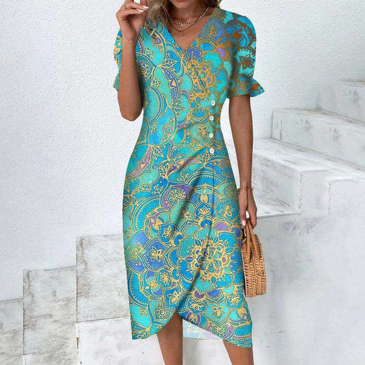 Women's Summer Dress with Melange Pattern