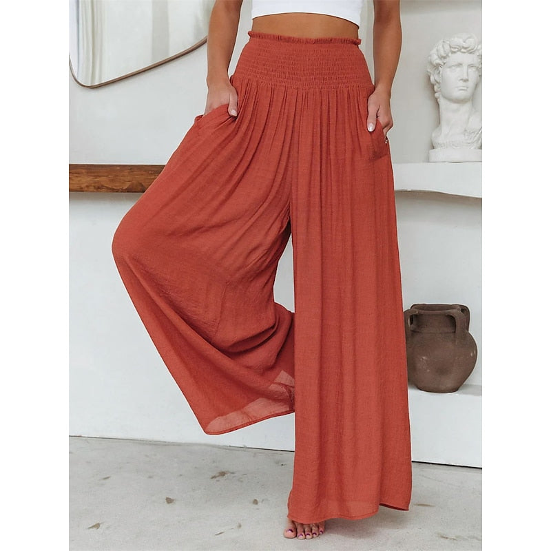 Lily - Summer Linen Women's Trousers with Wide Legs