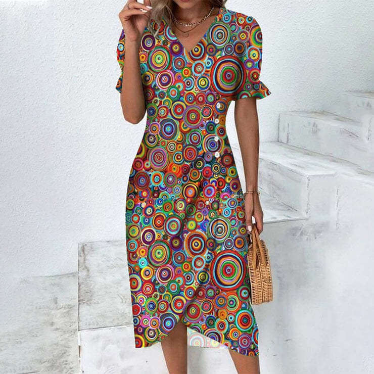 Women's Summer Dress with Melange Pattern