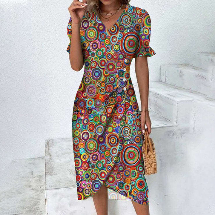 Women's Summer Dress with Melange Pattern