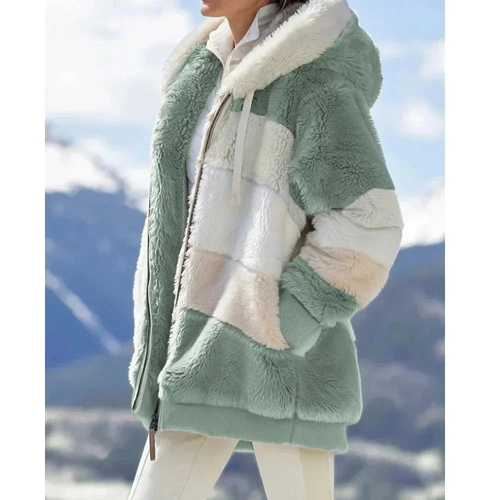 Stella | Women's Colorblock Hooded Teddy Jacket