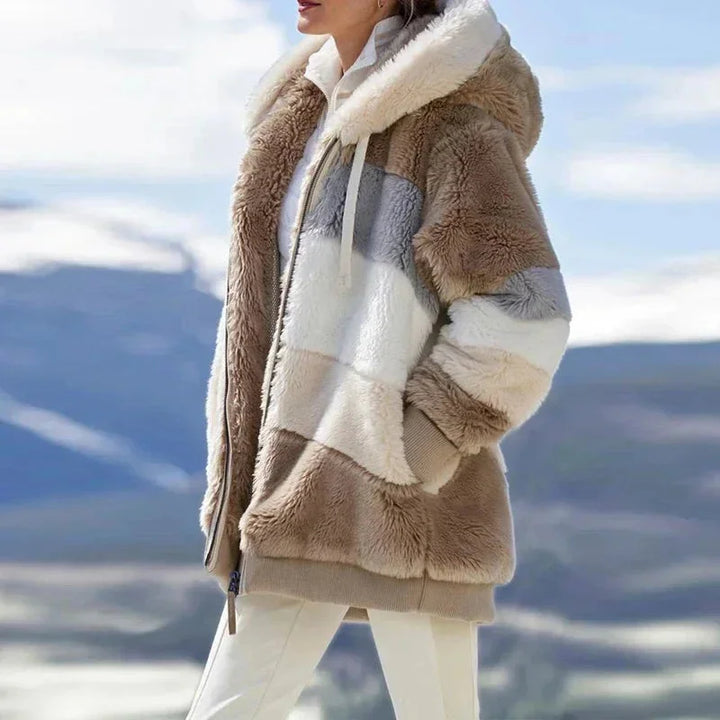 Stella | Women's Colorblock Hooded Teddy Jacket