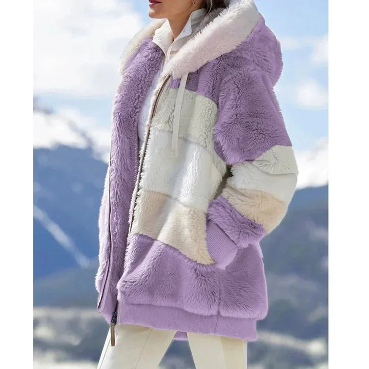 Stella | Women's Colorblock Hooded Teddy Jacket