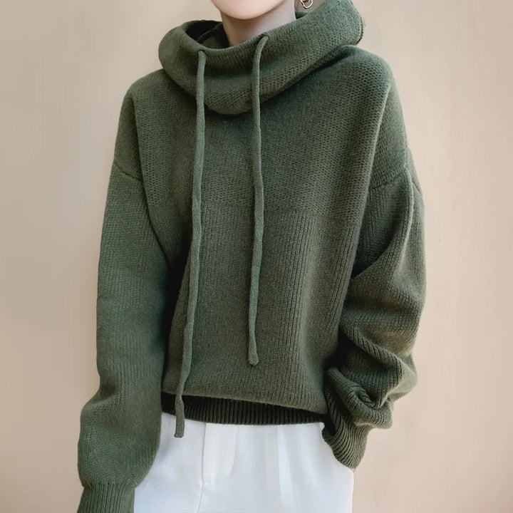 Anna | Women's Hoodie with Cowl Neck and Cord Details