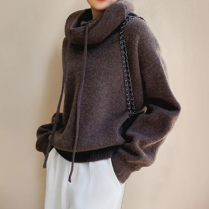 Anna | Women's Hoodie with Cowl Neck and Cord Details