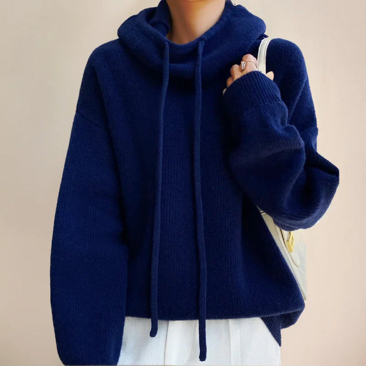 Anna | Women's Hoodie with Cowl Neck and Cord Details