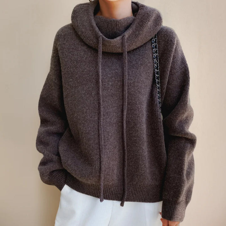 Anna | Women's Hoodie with Cowl Neck and Cord Details