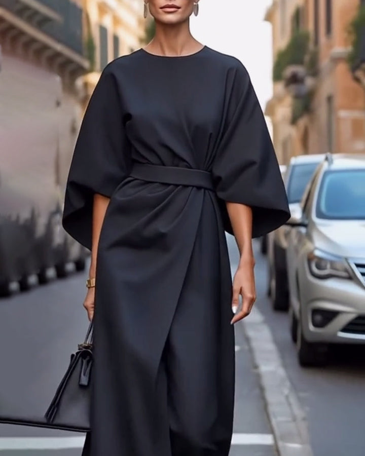Celestine | Chic Lantern Sleeve Belted Dress