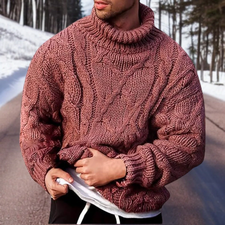 Charles | Men's Chunky Cable Knit Turtleneck Sweater