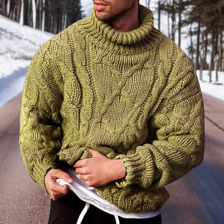 Charles | Men's Chunky Cable Knit Turtleneck Sweater