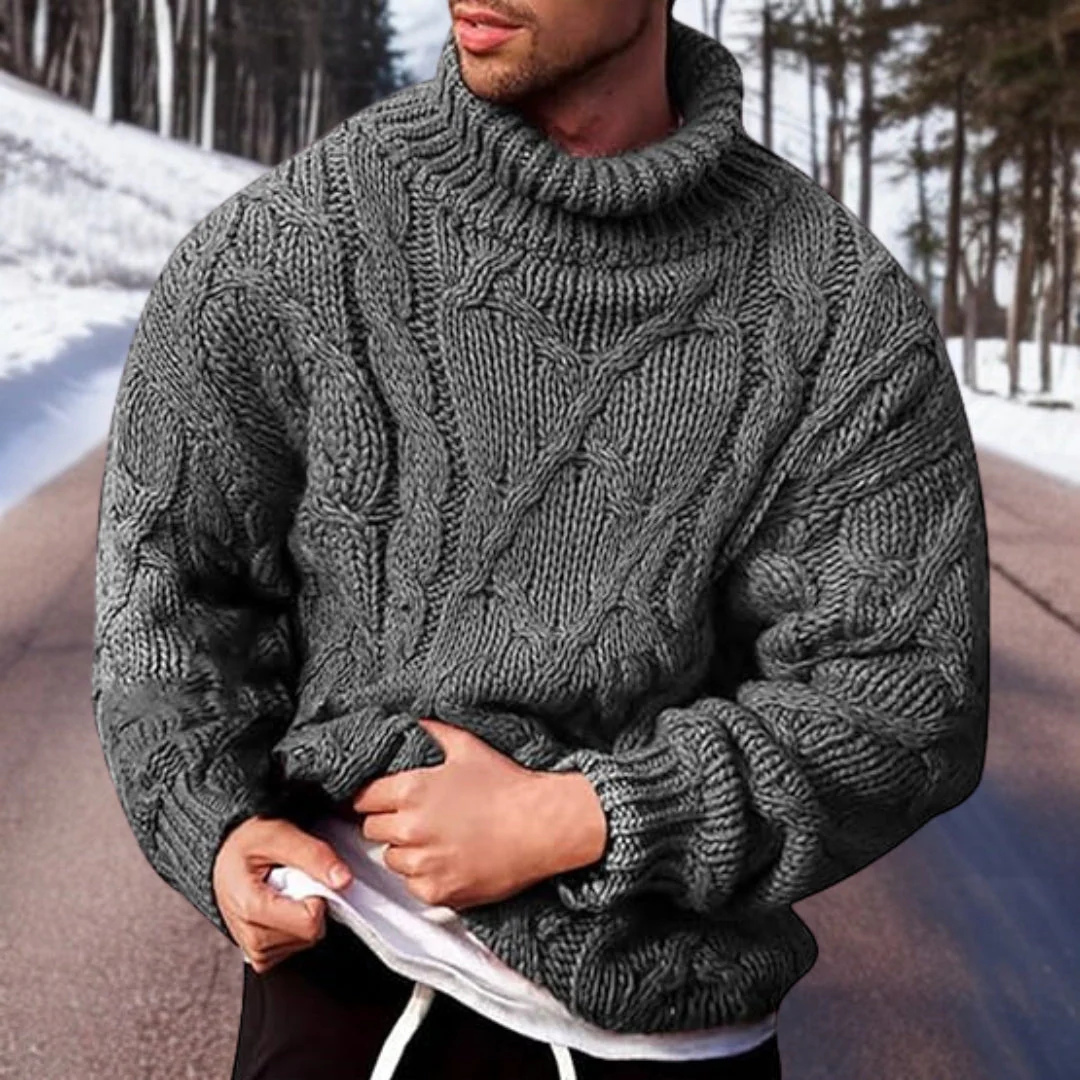 Charles | Men's Chunky Cable Knit Turtleneck Sweater