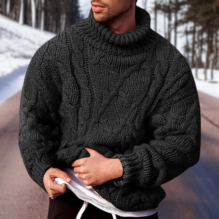 Charles | Men's Chunky Cable Knit Turtleneck Sweater