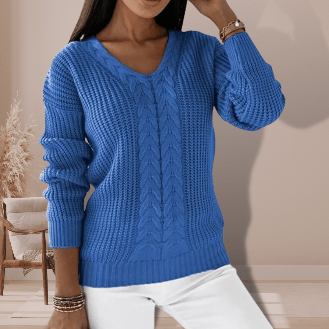 Tess | Winter-Ready V-Neck Cable Knit Sweater