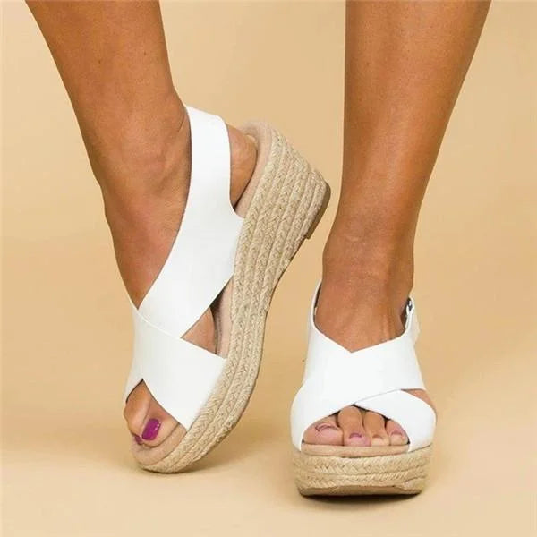 Monika | Chic Cross-Strap Wedge Sandals