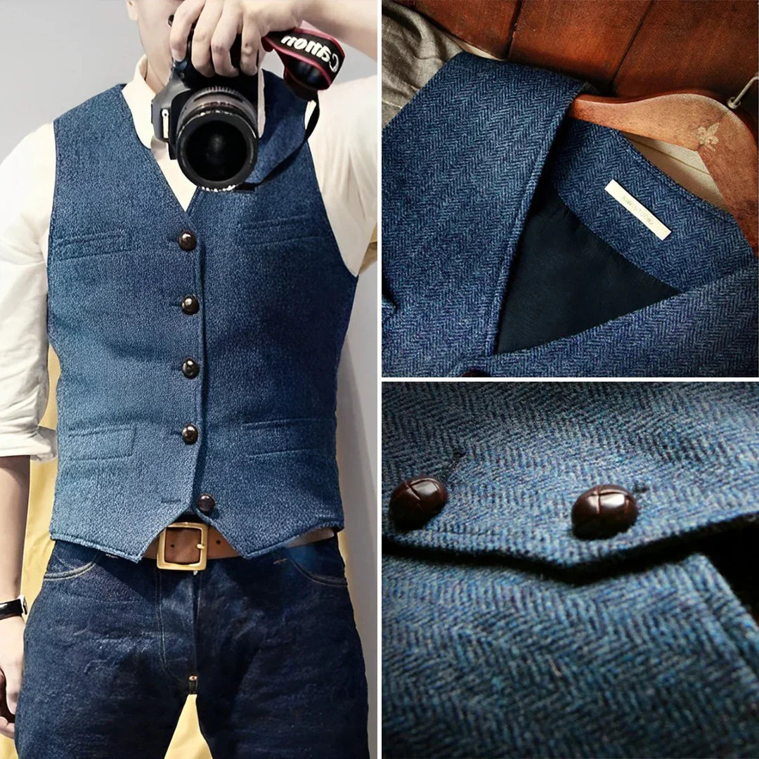 Benjamin | Men's Vintage Sleeveless Sweater | Button Closure