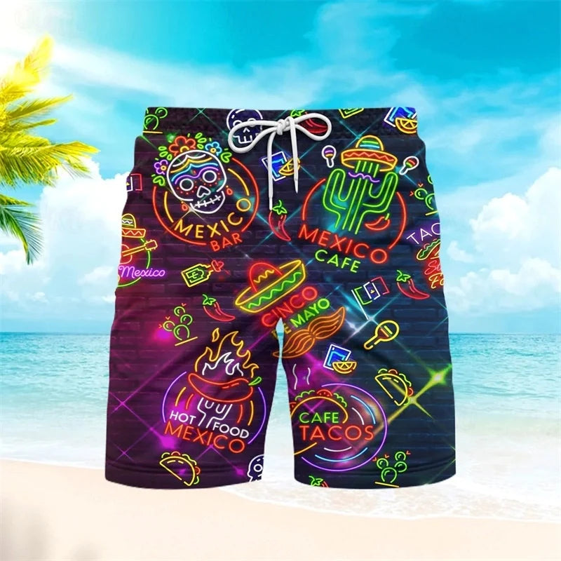 Men's Printed Swim Shorts for Summer Beach