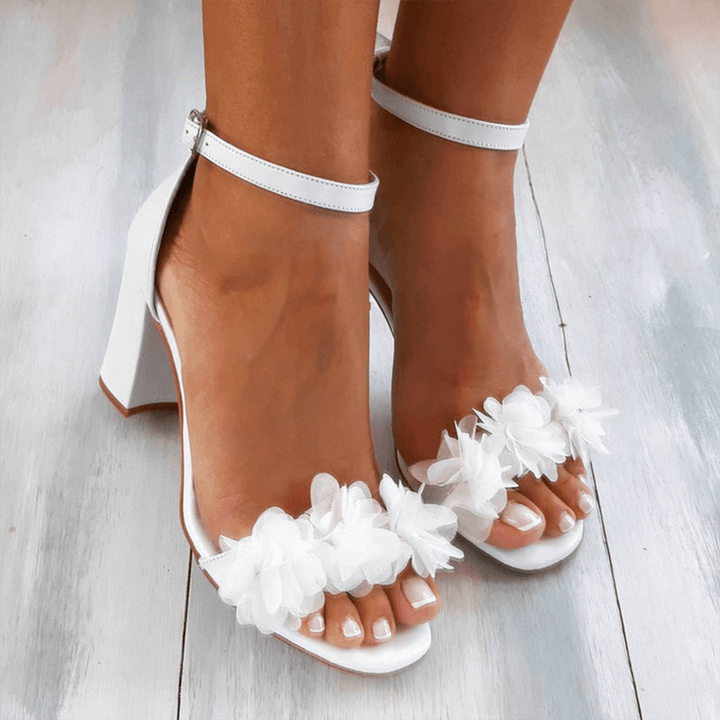 Naomi | Chic Block Heel Sandals with Florals
