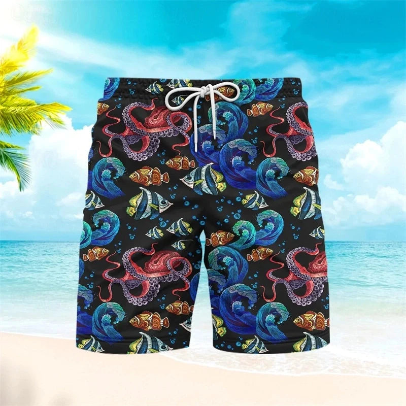 Men's Printed Swim Shorts for Summer Beach