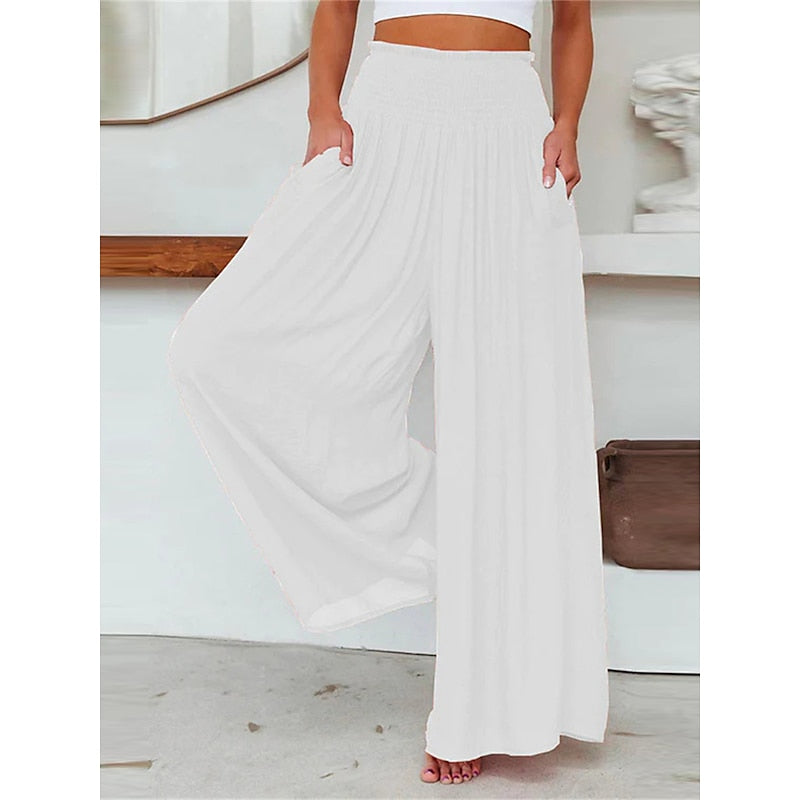 Lily - Summer Linen Women's Trousers with Wide Legs
