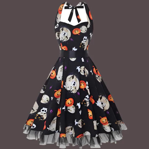 Vintage Halter Halloween Costume Dress | Midi