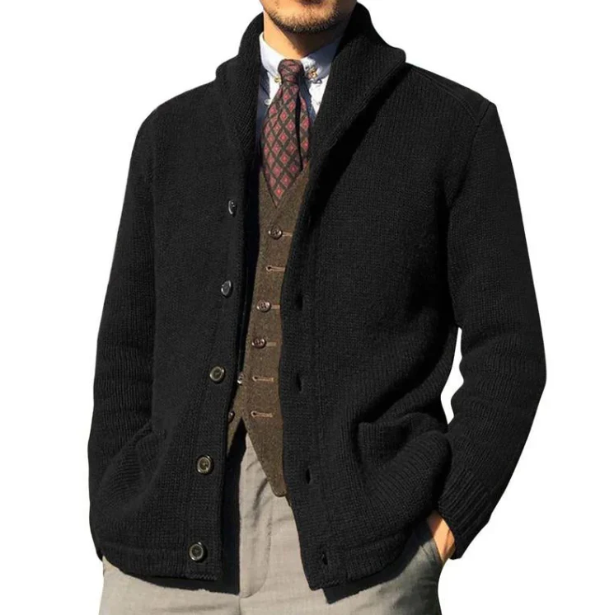 Thomas | Men's Classic Button-Up High Collar Cardigan