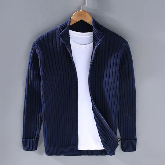 William | Men's Slim Fit Ribbed Zip Cardigan
