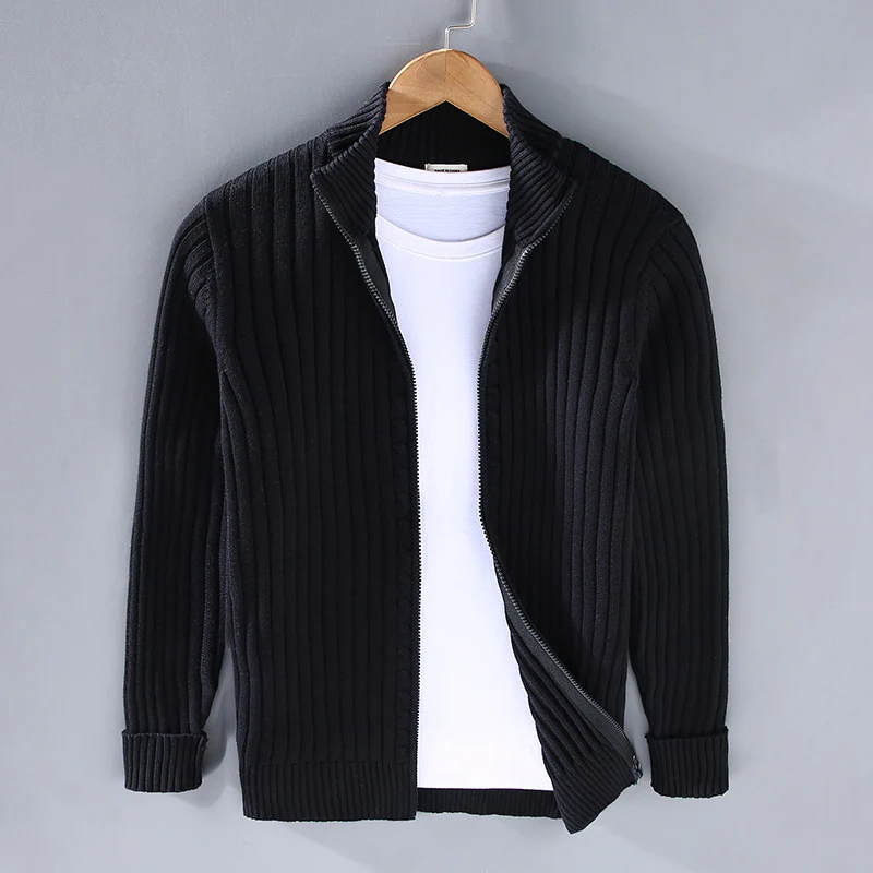 William | Men's Slim Fit Ribbed Zip Cardigan