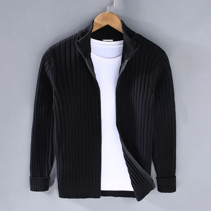William | Men's Slim Fit Ribbed Zip Cardigan