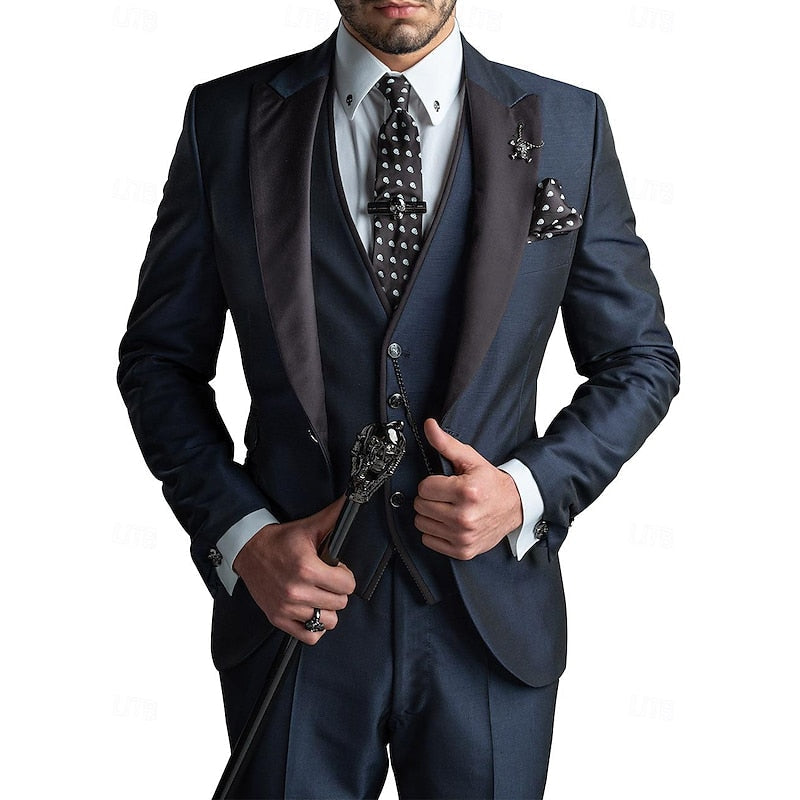 Three-Piece Linen Set for Men: Business Blazer, Vest and Trousers