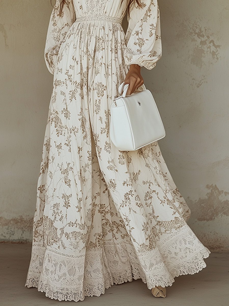 Elegant Boho Maxi Dress with Floral Print