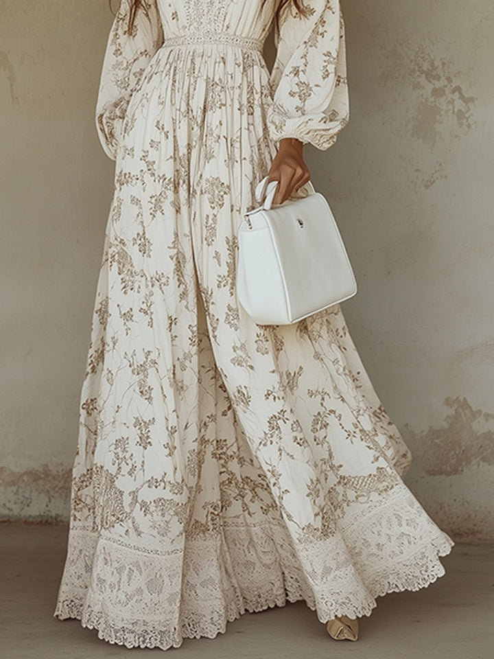 Elegant Boho Maxi Dress with Floral Print