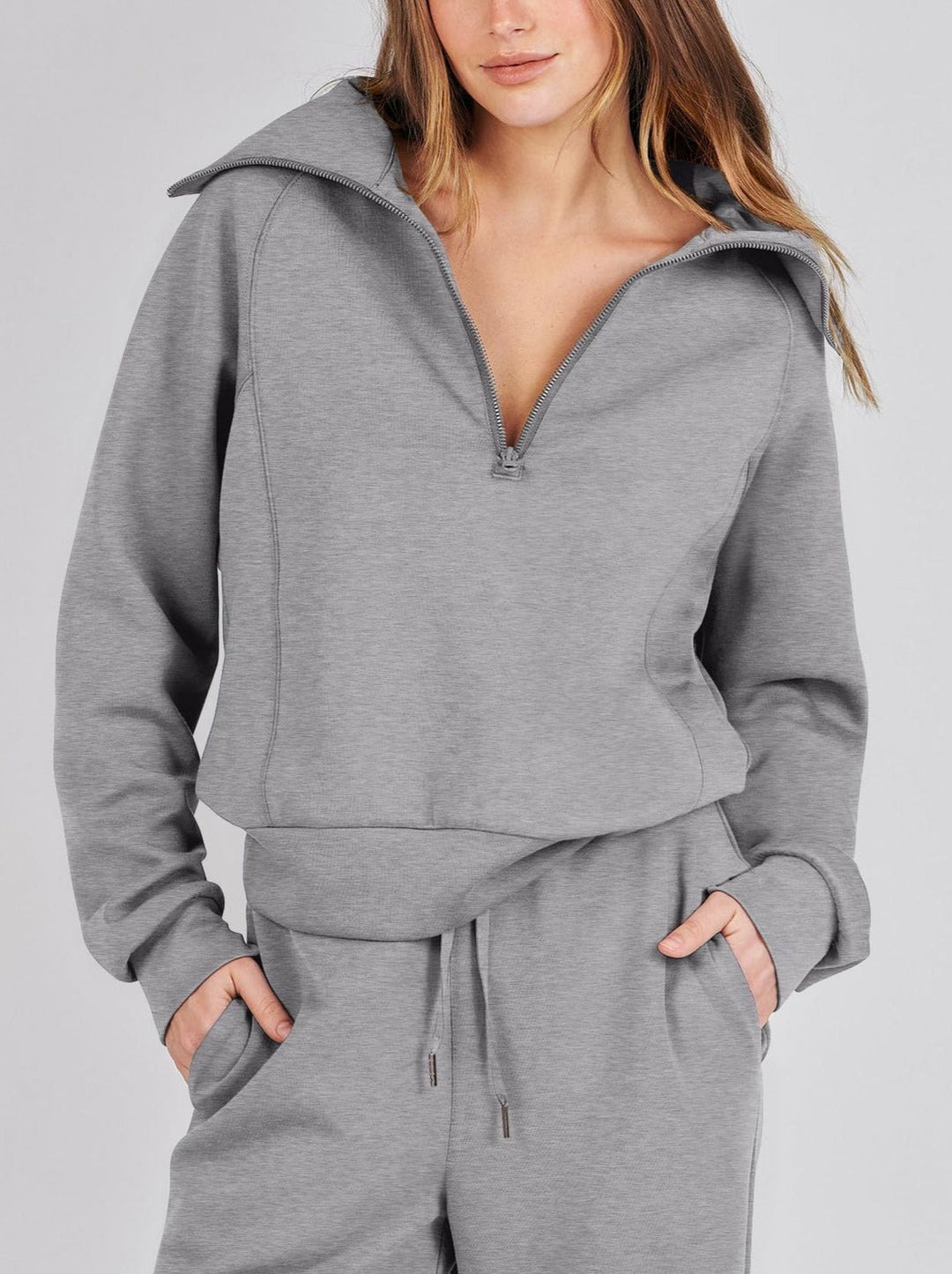 Lux | Chic Long Sleeve Two-Piece Set with Zipper