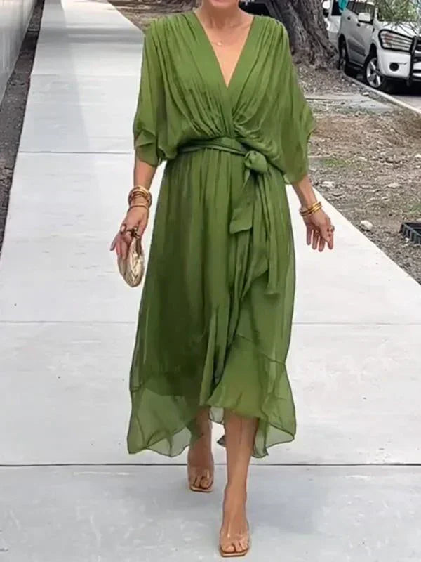 Whitney | Luxurious Silk V-Neck Evening Dress